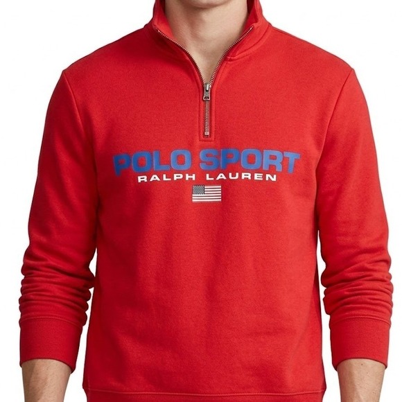 Polo Ralph Lauren Other - VTG Polo Sport Ralph Lauren 1/4 Zip Sweatshirt L Red USA Flag Sportswear Street
